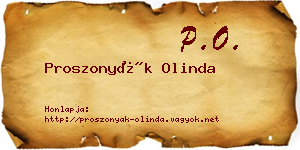 Proszonyák Olinda névjegykártya